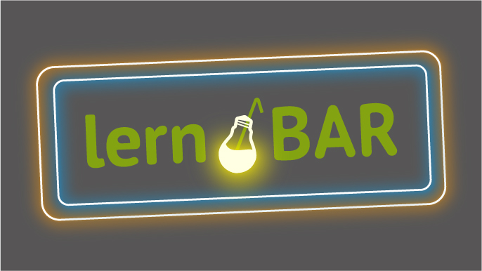 Logo der lern•BAR im Barschild-Design