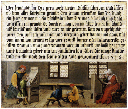 Ambrosius und Hans Holbein d. J.: Aushängeschild eines Schulmeisters (1516). Kunstmuseum Basel